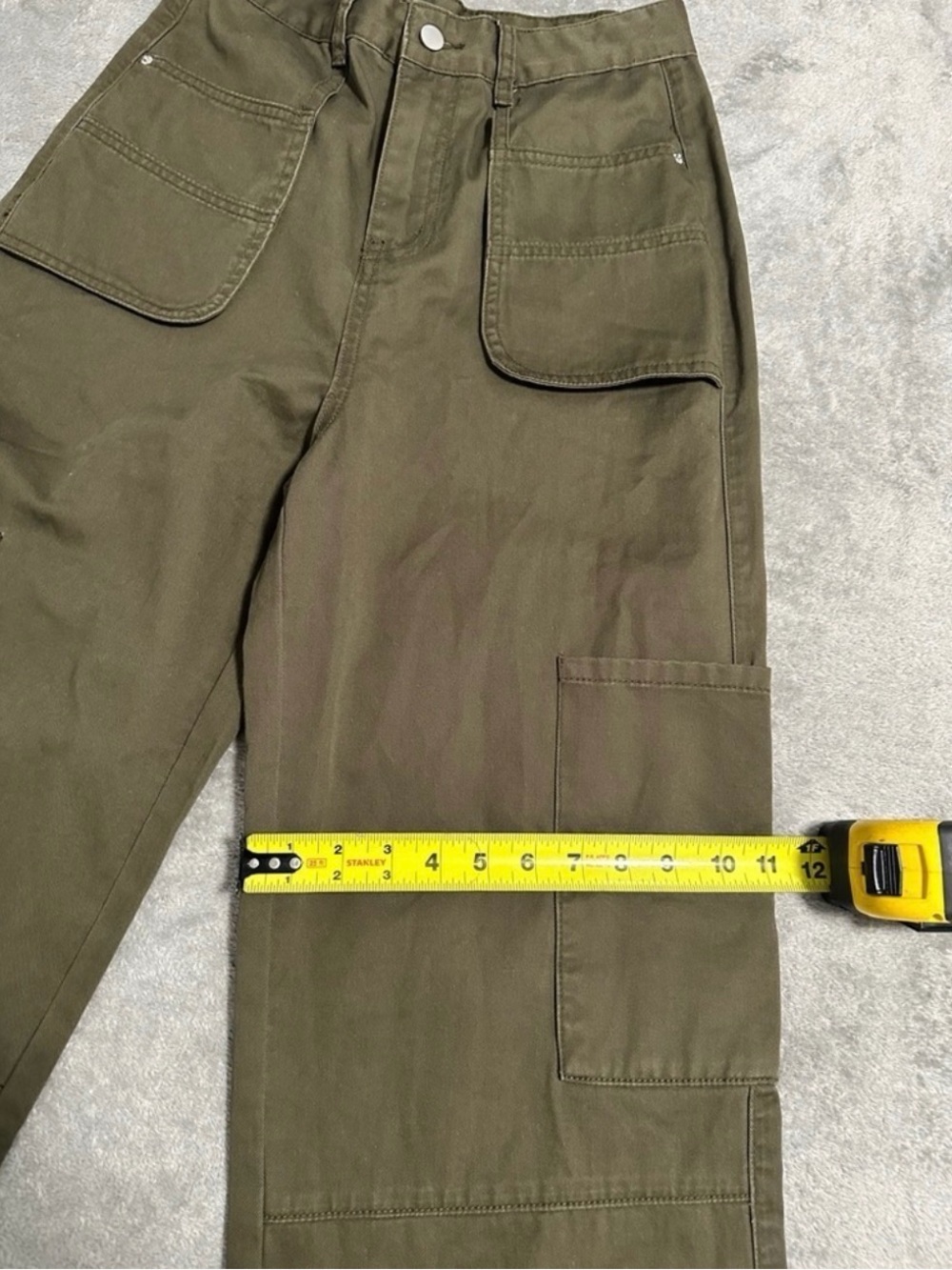 Gracia Olive Green Utility Cargo Pants Wide Leg Cropped High Rise NWT Small - Picture 9 of 10